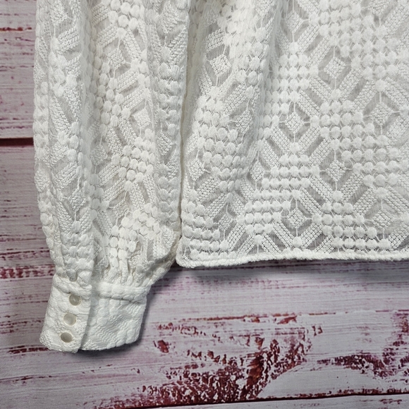 Sezane Shona White Lace Long Sleeve Blouse - Picture 13 of 15